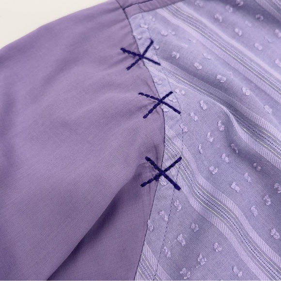 Angelino Men’s Dress Shirt 18 Lavender Cross Embroidery Button Front Cotton - Picture 8 of 15